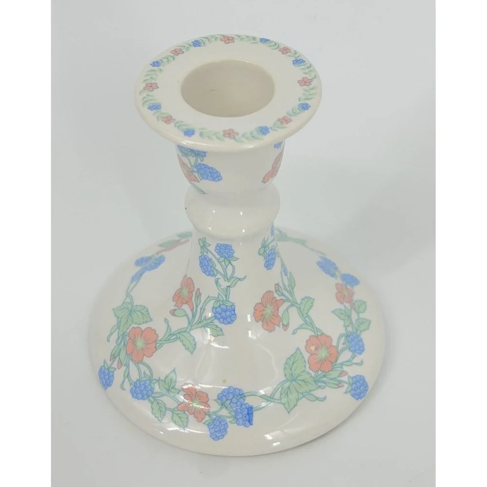 Vintage Lynn Hollyn Days of Wonder Candlestick Holders Ceramic Cottagecore Pair